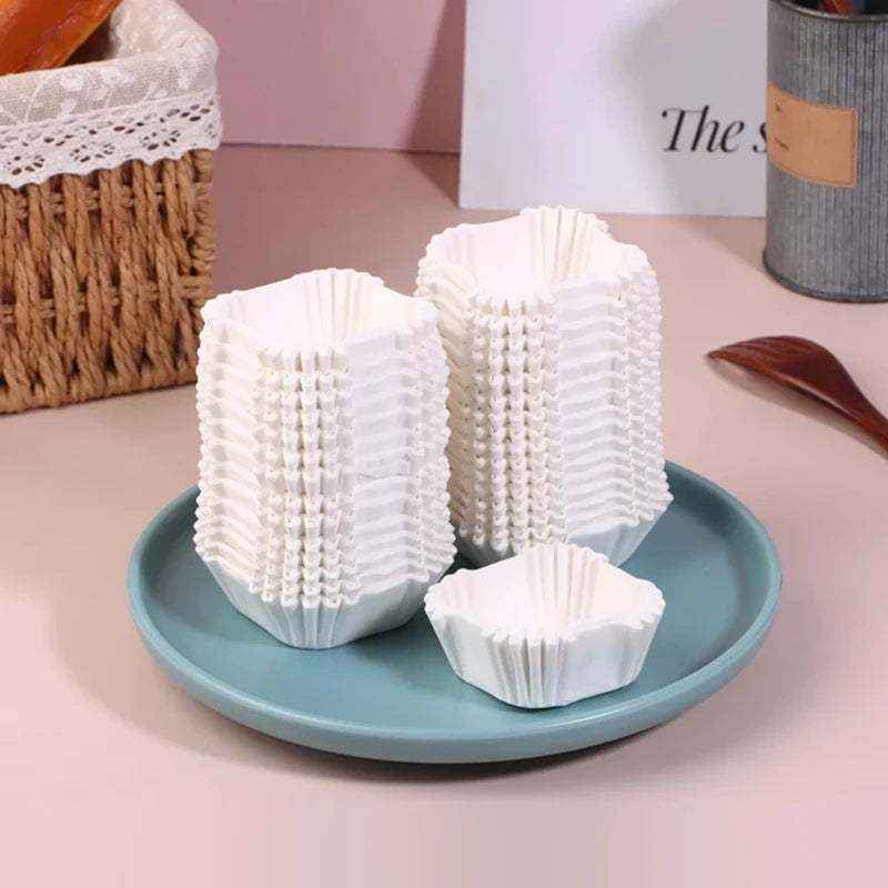 1000Pcs Square Cupcake Liners Muffin Baking Cups Pan Liners Paper Oven Microwave Safe For Wedding Birthday Party Supplies Qme White