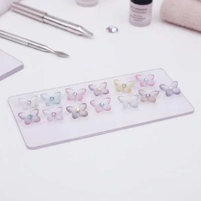 Shiny Rhinestone Nail Art Decorations 3D Glitter Resin Butterfly Qme