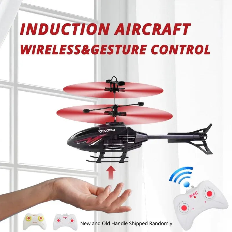 2 Channel Gesture Control Suspension Helicopter RC Remote Induction Aircraft With Charging LED Light Kids Toy for Boys Qme Default Title