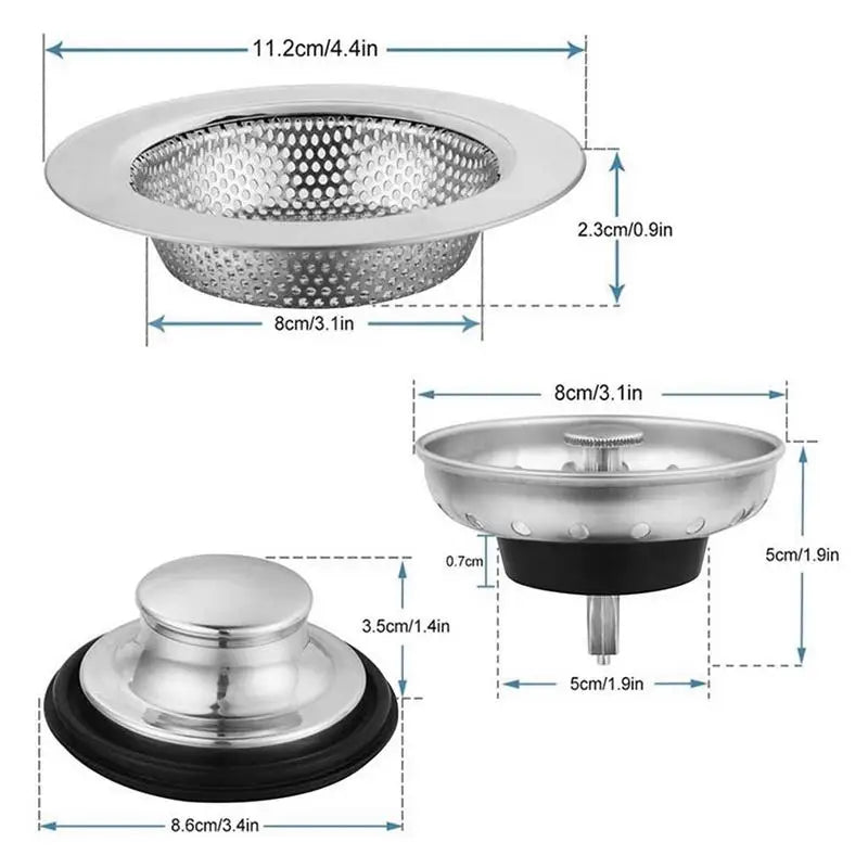 Kitchen Sink Drain Filter 6 Pack Stainless Steel Kitchen Sink Stopper Dish Odor-Proof Drainer Plug Cover Anti-Clogging Food Qme