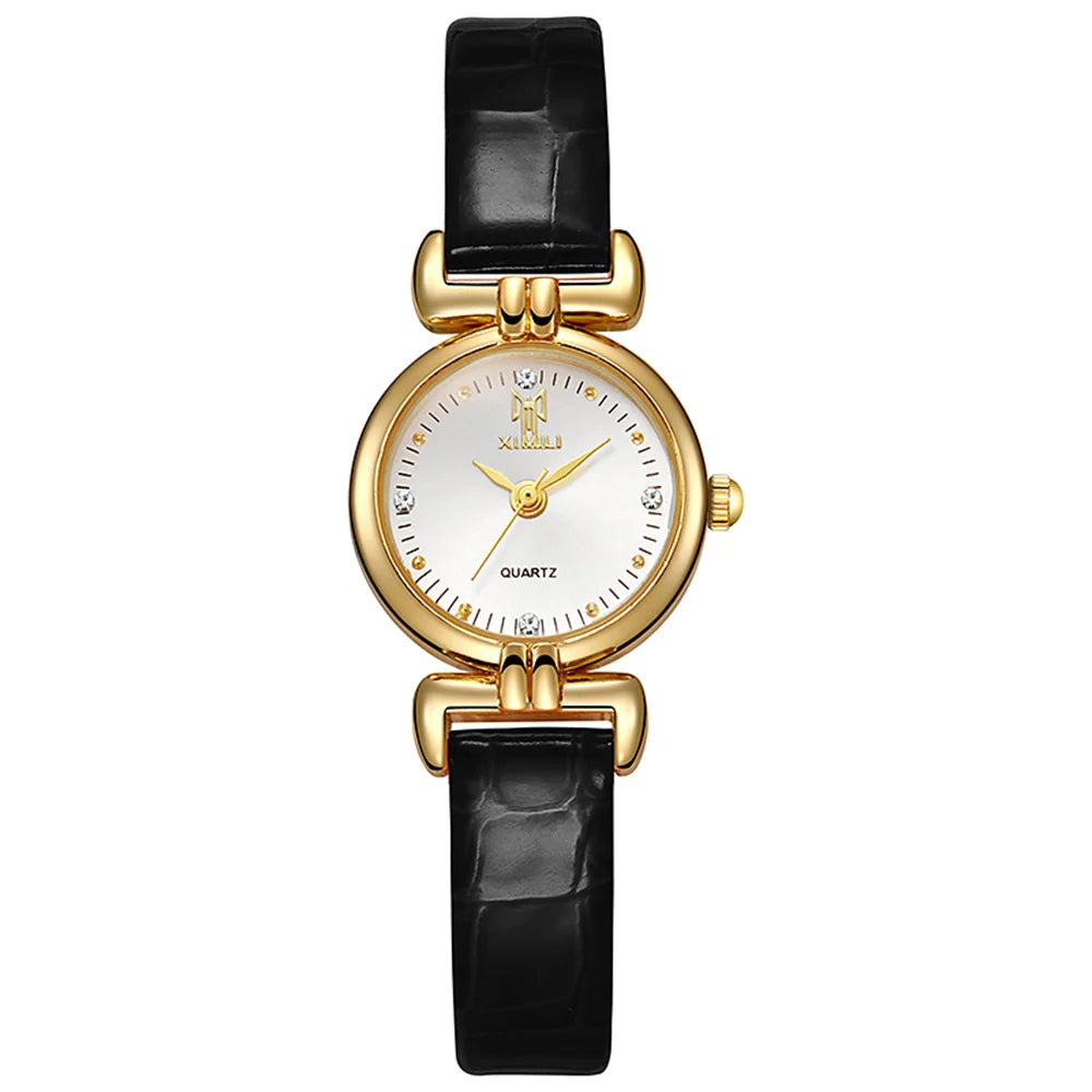 Women's Watch Roman Needle Scale Watch Women's Design Fashion Round Watch Quartz Retro Quartz Watch Qme black