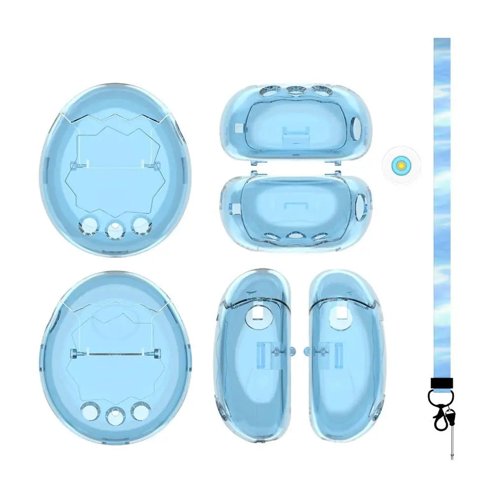 For Tamagotchi Paradise PC Protective Case Transparent Full Cover 360 Shockproof Anti Drop Shell with Lanyard Silicone Cap Qme transparent sku blue