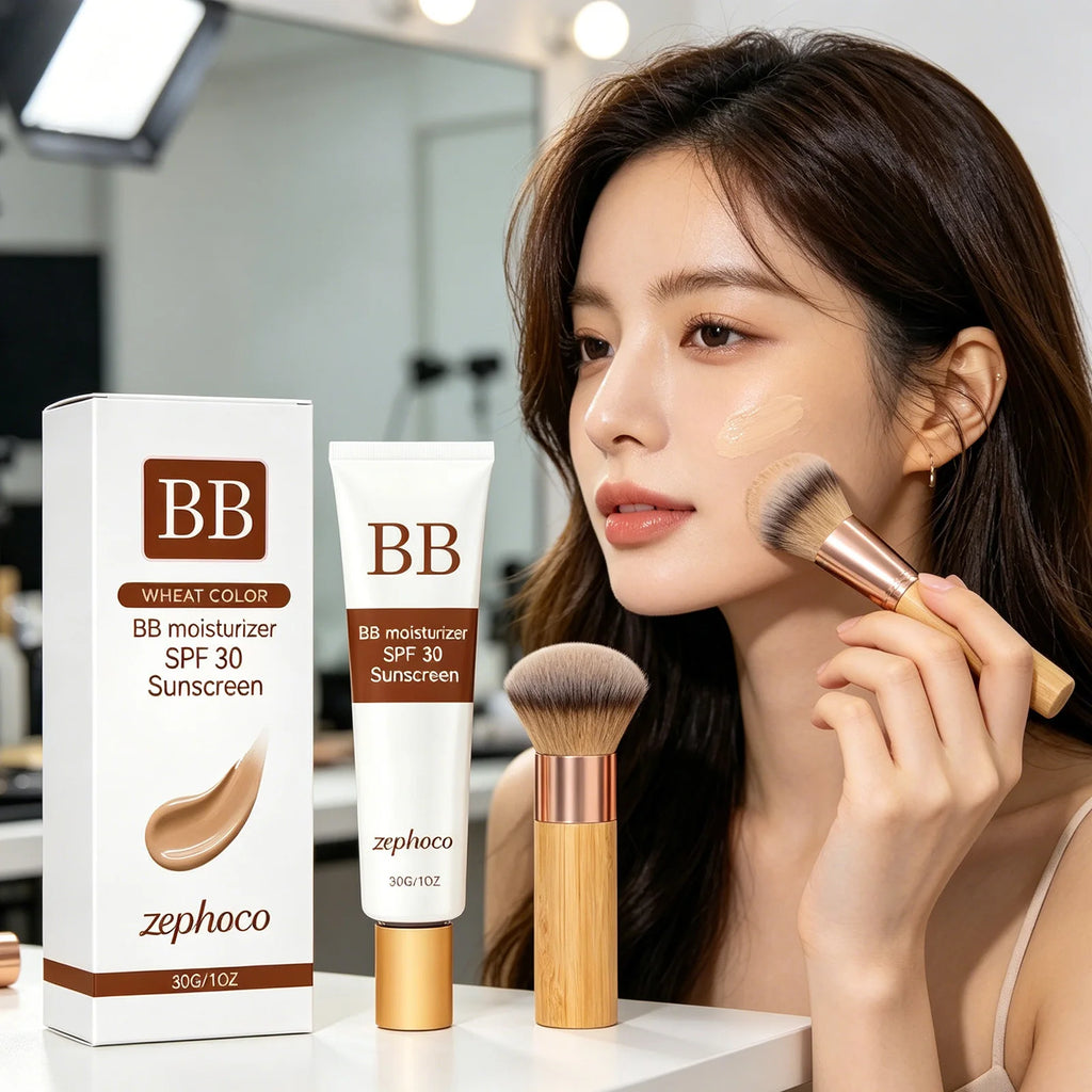 zephoco BB Cream Sunscreen SPF30 Anti Sun Moisturizing Blemish Cover Lasting Even Skin Tone Three-Dimensional Makeup Foundation Qme