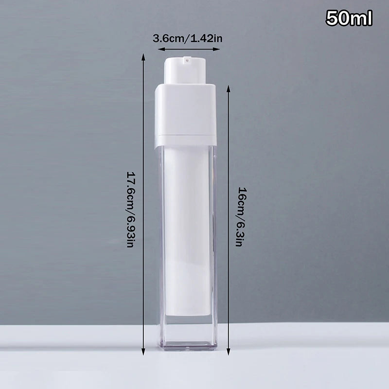 15 30 Square Vacuum Bottle Press Lotion Empty Dispensers Liquid Qme 50ml trans
