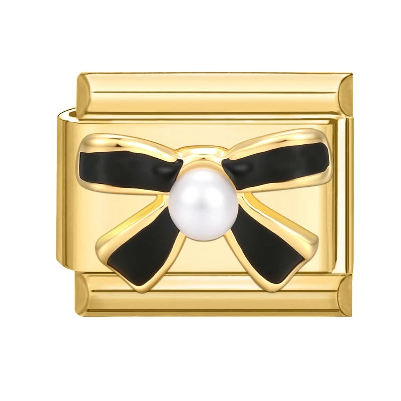 Golden Series Black Bows Butterfly Red Star Cherry Heart Italian