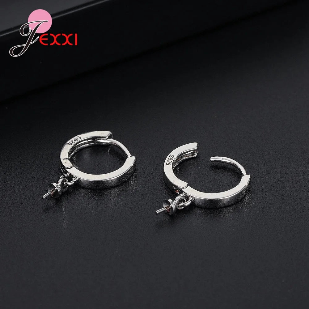 Round Shape Earrings Jewelry Genuine 925 Stamp Sterling Silver Color For Women Girls Wedding Fashion Jewelry Qme