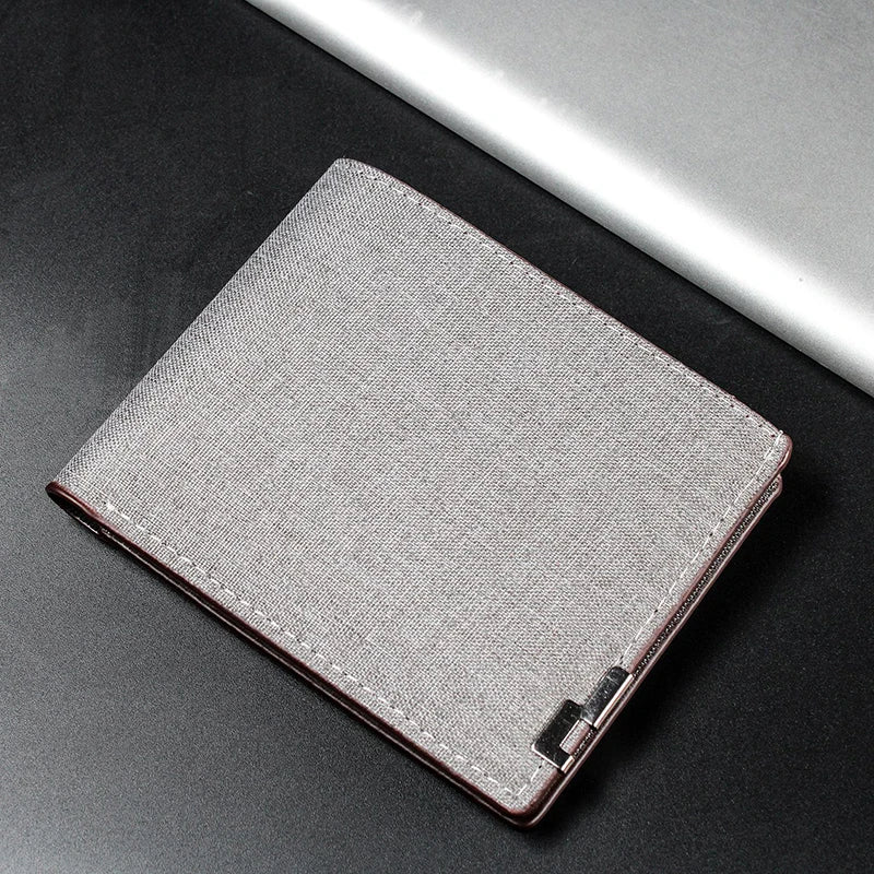 Denim Leather Storage Wallet Men Multi-functional Money Clip Simplified Coin Purse Large-capacity Multi-layer Storage Bags Qme Gray White
