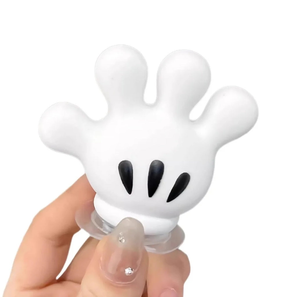 Toothbrush Holder Mickey Palm Cute Bathroom Towel Suction Cup Multi-Function Hook Traceless Hook Data Cable Winder Qme White 1PC