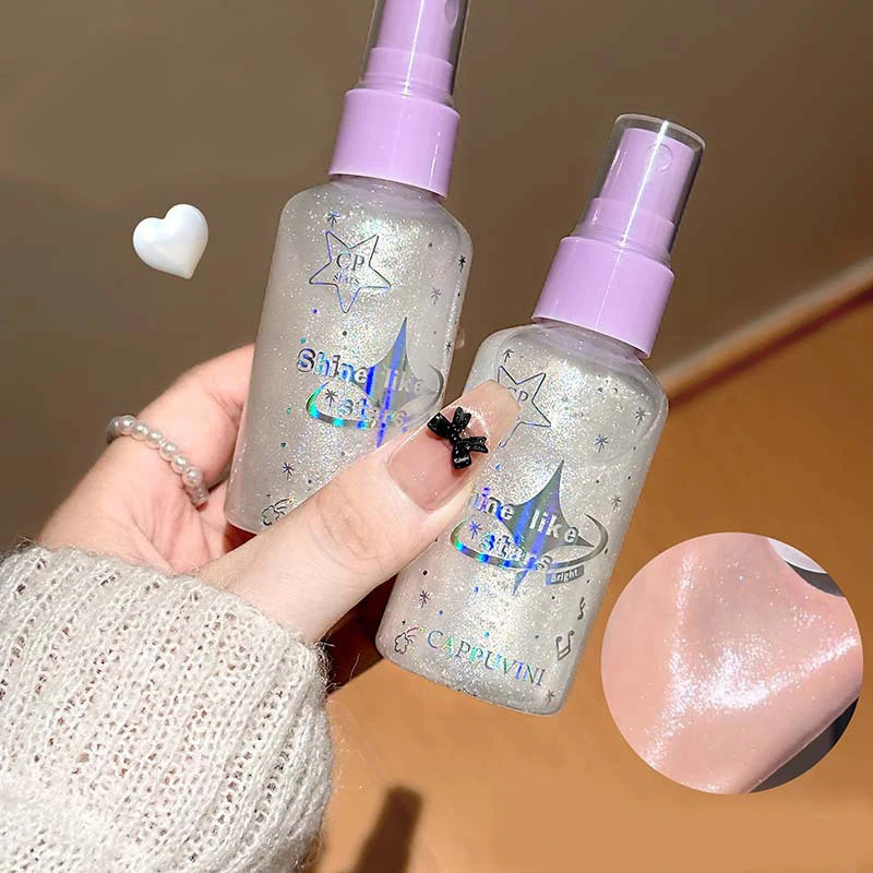 Body Glitter Spray Diamond Sparkle Highlighter Liquid Waterproof Qme