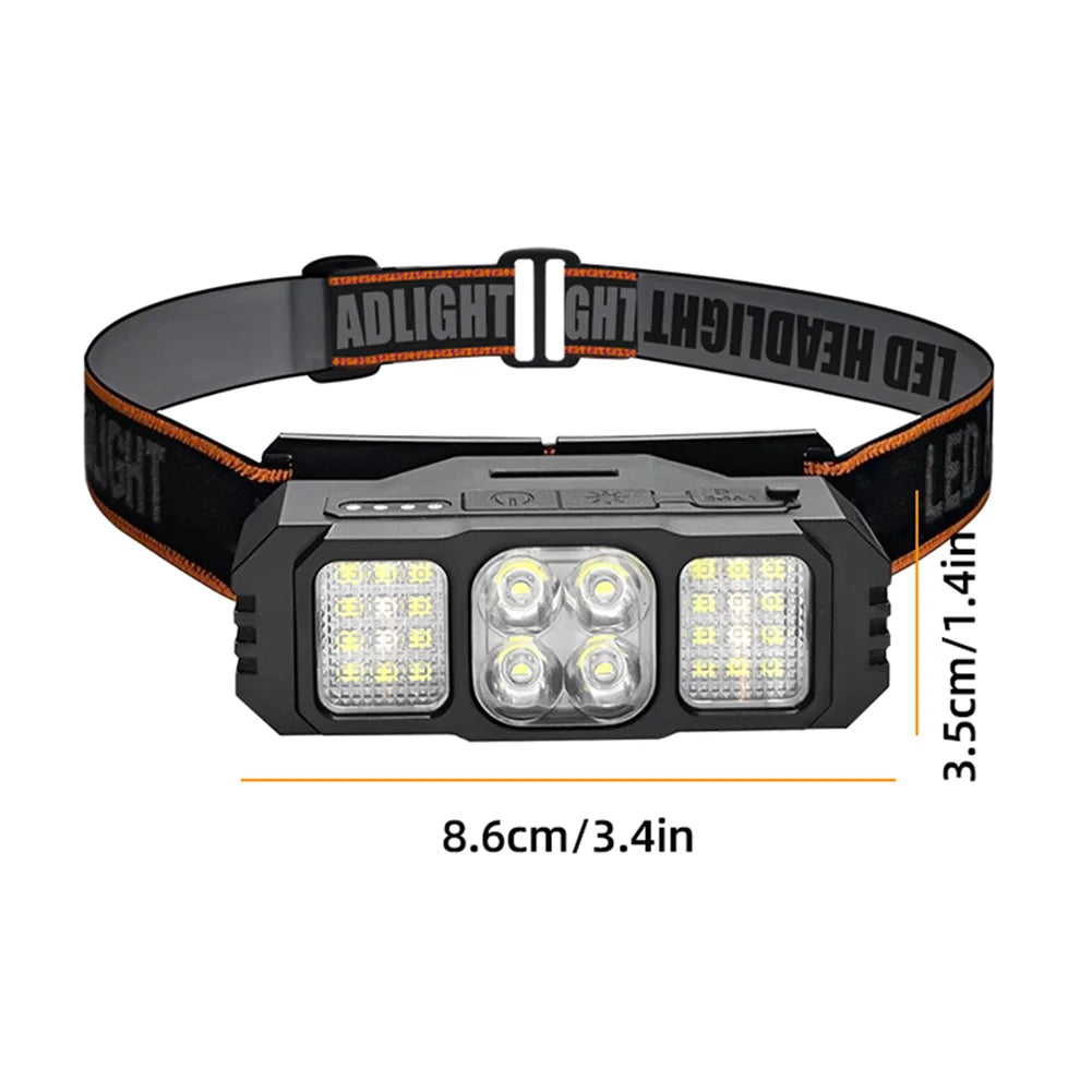LED Headlamp Rechargeable Flashlight Waterproof Head Lamp for Outdoor Hunting Hiking Camping Gear Qme