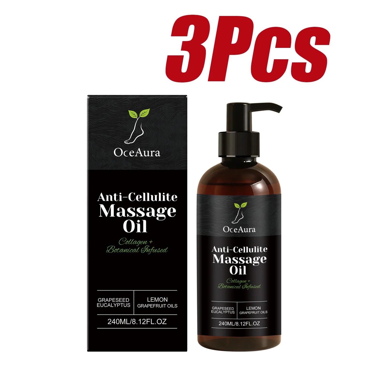 Collagen Firming Massage Oil Thigh Firming Nourishing Dry Skin Glowing Soothing Smoothing Tightening Body Oil for Daily Use Qme 3 x 240ml Boxed