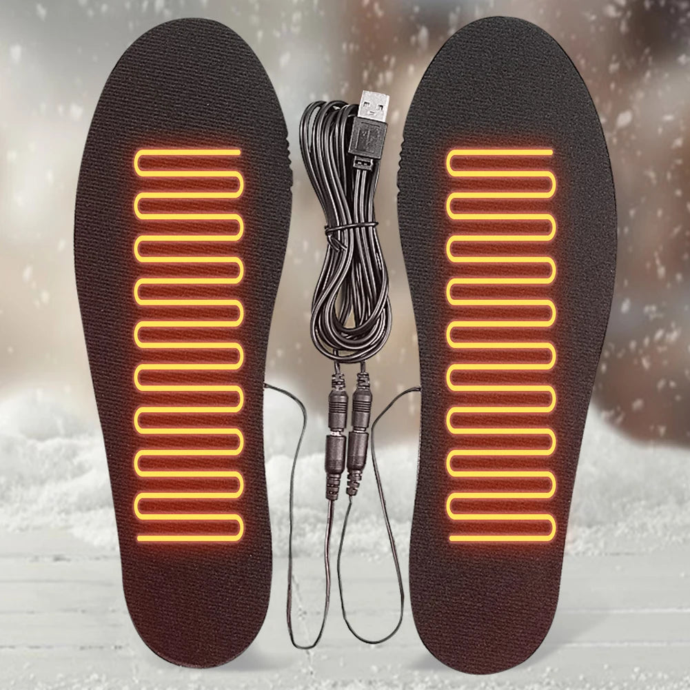 USB Heated Shoe Insoles Electric Heated Shoes Pad Cuttable Foot Warming Pad Rechargeable Foot Warmer for Skiing Hiking Qme