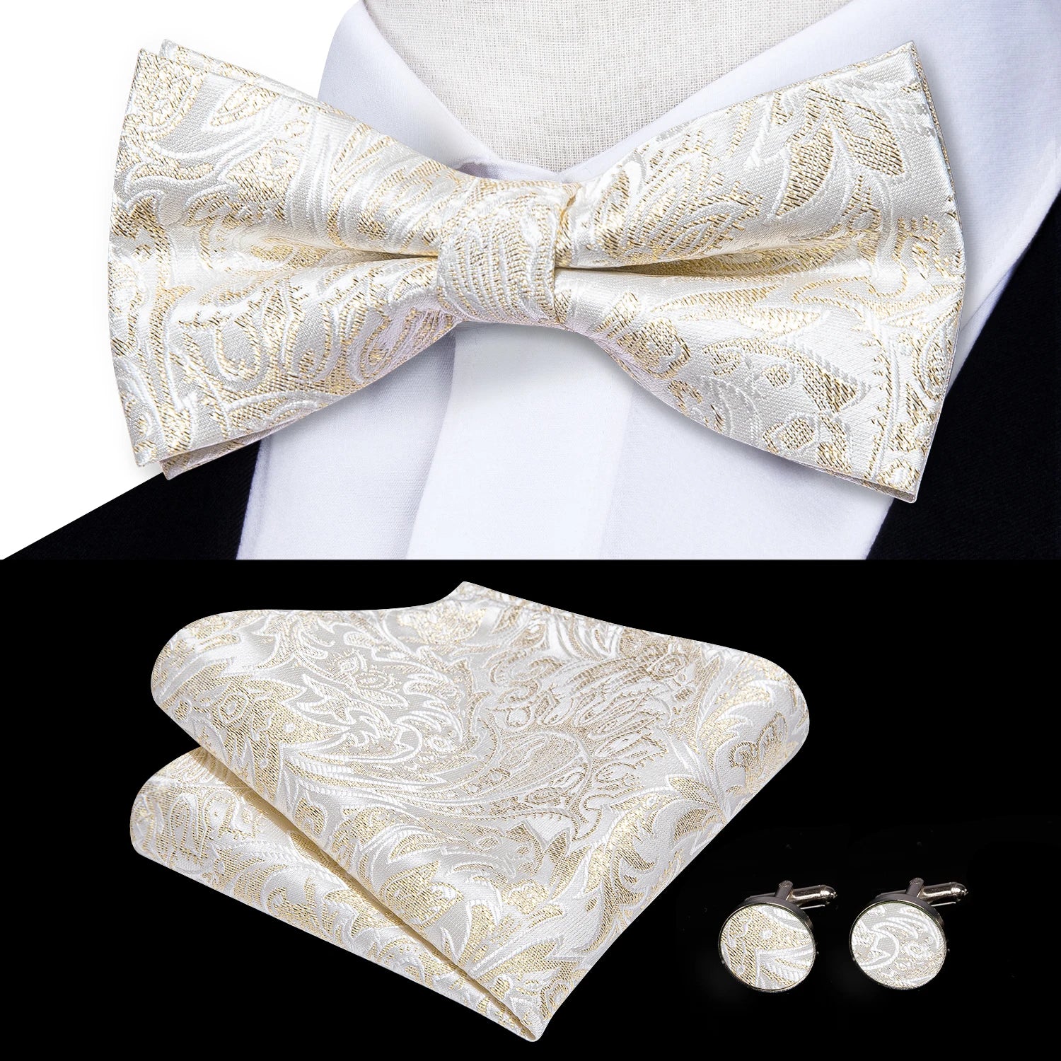 Hi-tie Classic Bow Ties Men Silk Butterfly Pre-tied Male Bowtie
