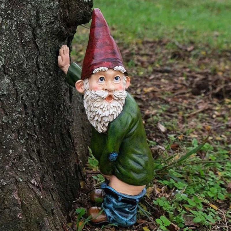 Creative Urinating Gnome Resin Statue White Bearded Dwarf Sculpture Qme
