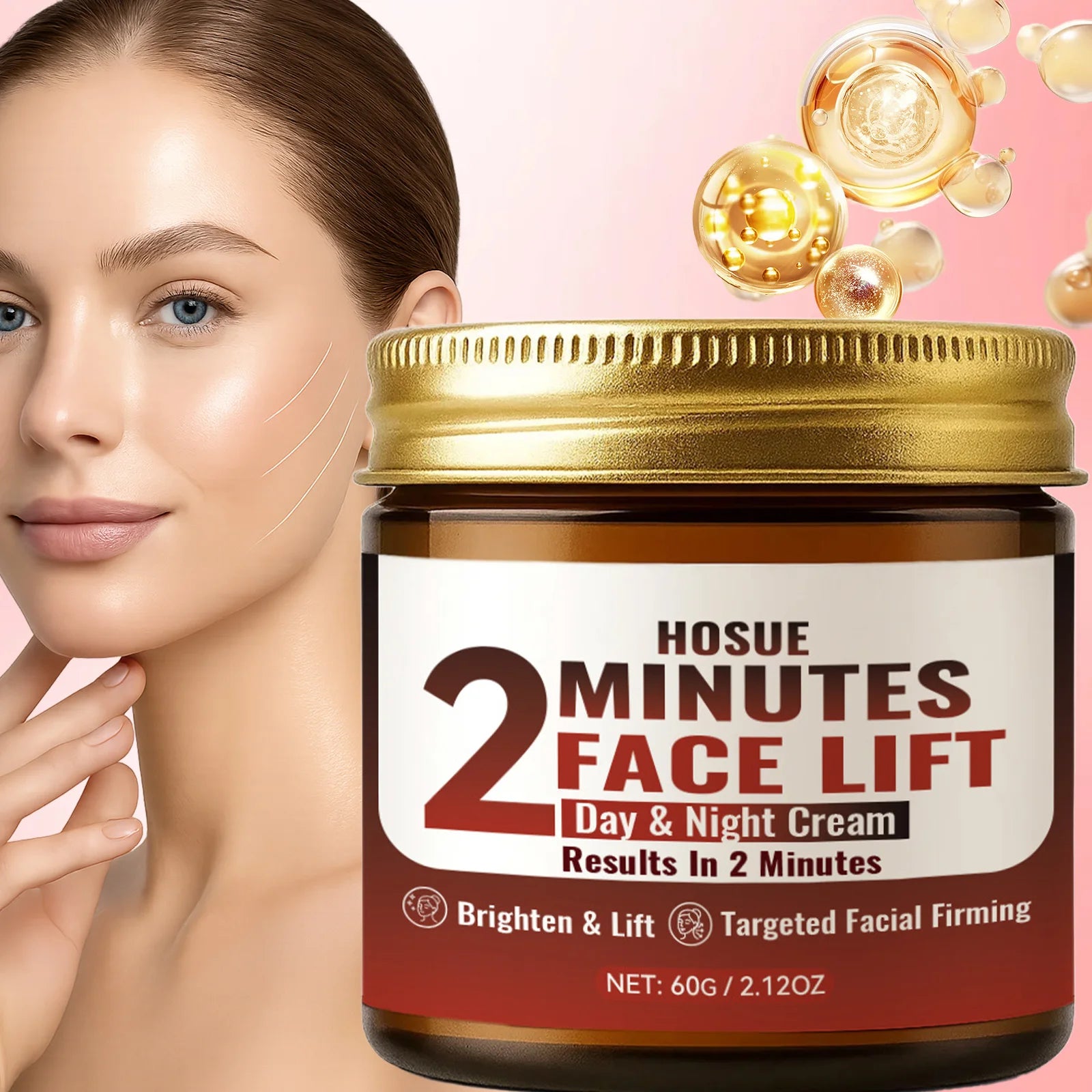 2 Minutes Facial Lift Day & Night Cream with Retinol Hyaluronic Acid Collagen Anti-Aging Lifting Tightening Firming Face Cream Qme