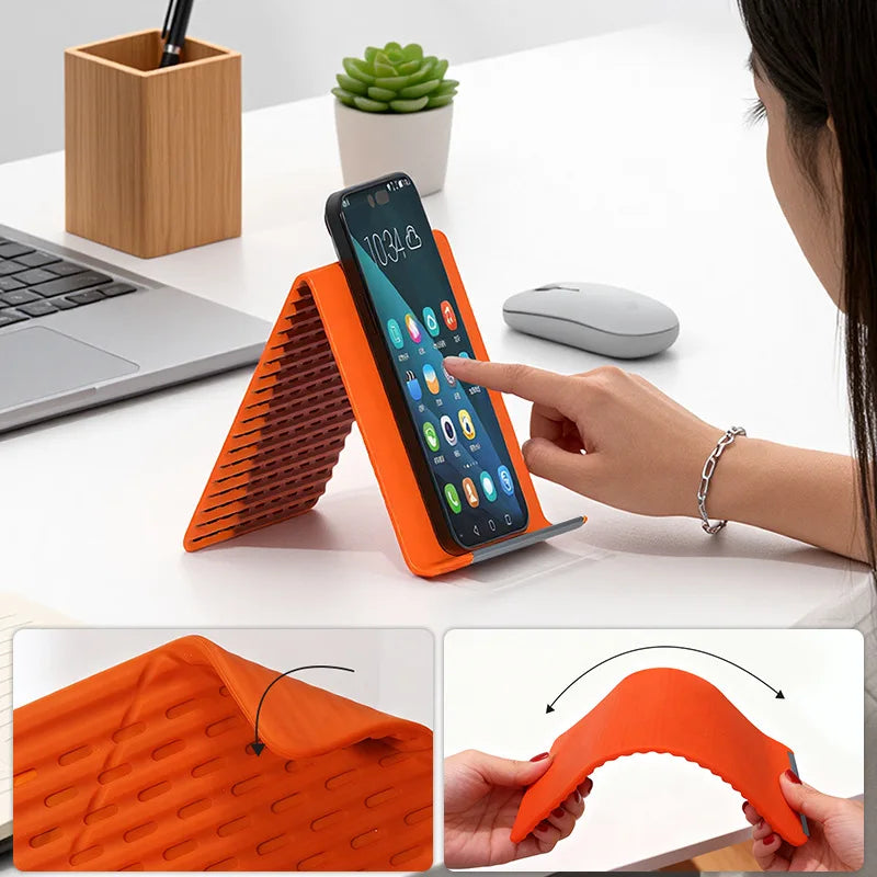 Silicone Foldable Phone Holder for Desk Flexible Phone Holder Mount Bendable Freely Into Any Shape for All Mobile Devices Qme