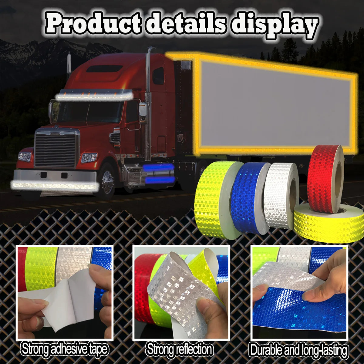 High Visibility Car Reflective Tape Night Driving Safety Warning Strip Motorcycle Reflector Decal for Enhanced Visibility Qme