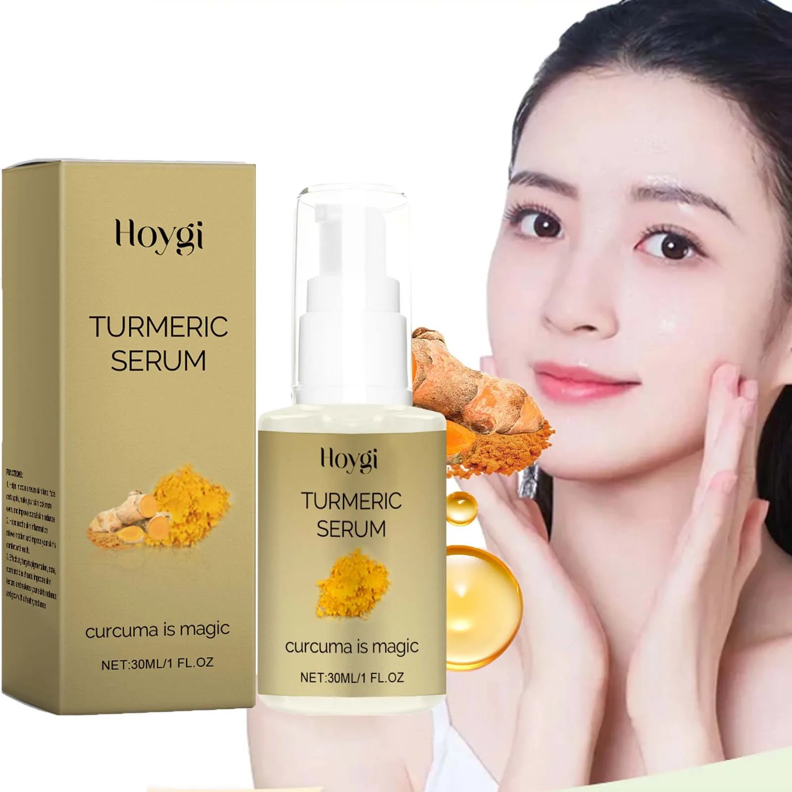 Turmeric Face Serum Moisturizing Lightening Dark Spots Even Skin Tone Smoothing Rejuvenates Face Brightening Essence Care Qme
