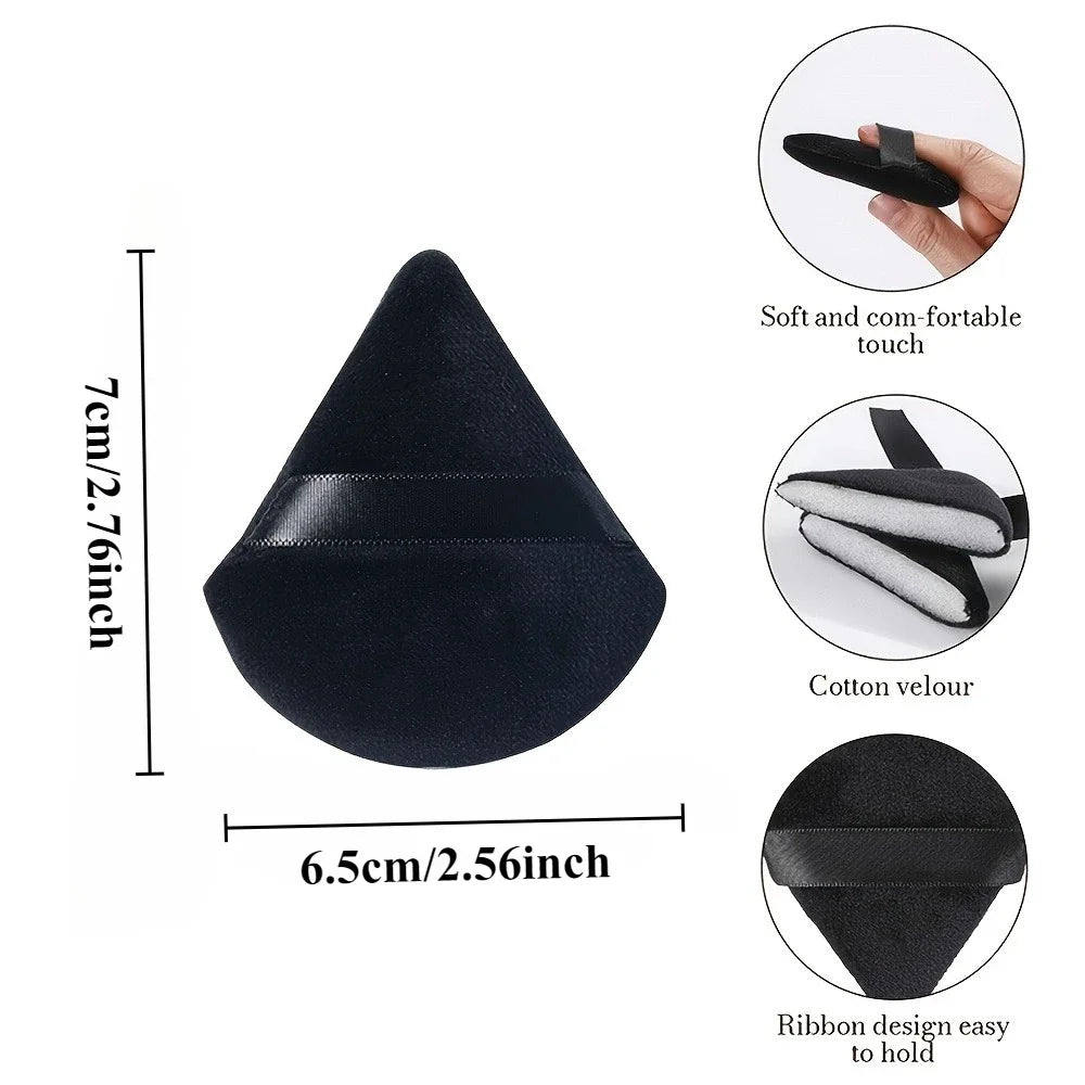 Triangular Makeup Sponge, Setting Powder Puff, Fan-Shaped Powder Puff, Finger Pad Powder Puff, Reusable Soft Plush Powder Puff Qme