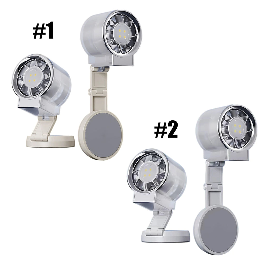 5-in-1 Foldable Mini Fan, Magnetic Phone Cooler with LED Fill Light, Handheld & Desktop 2-in-1, USB Rechargeable Portable Fan Qme