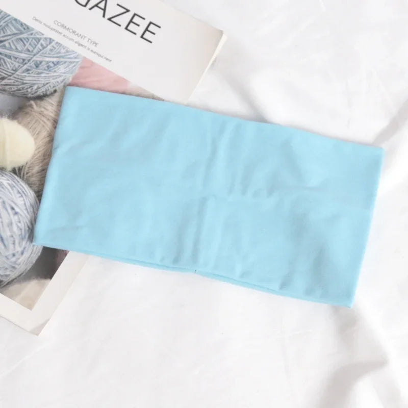 Korean Headband Running Solid Wide Elastic Hair Bands Women Men Sport Qme LIGHT BLUE