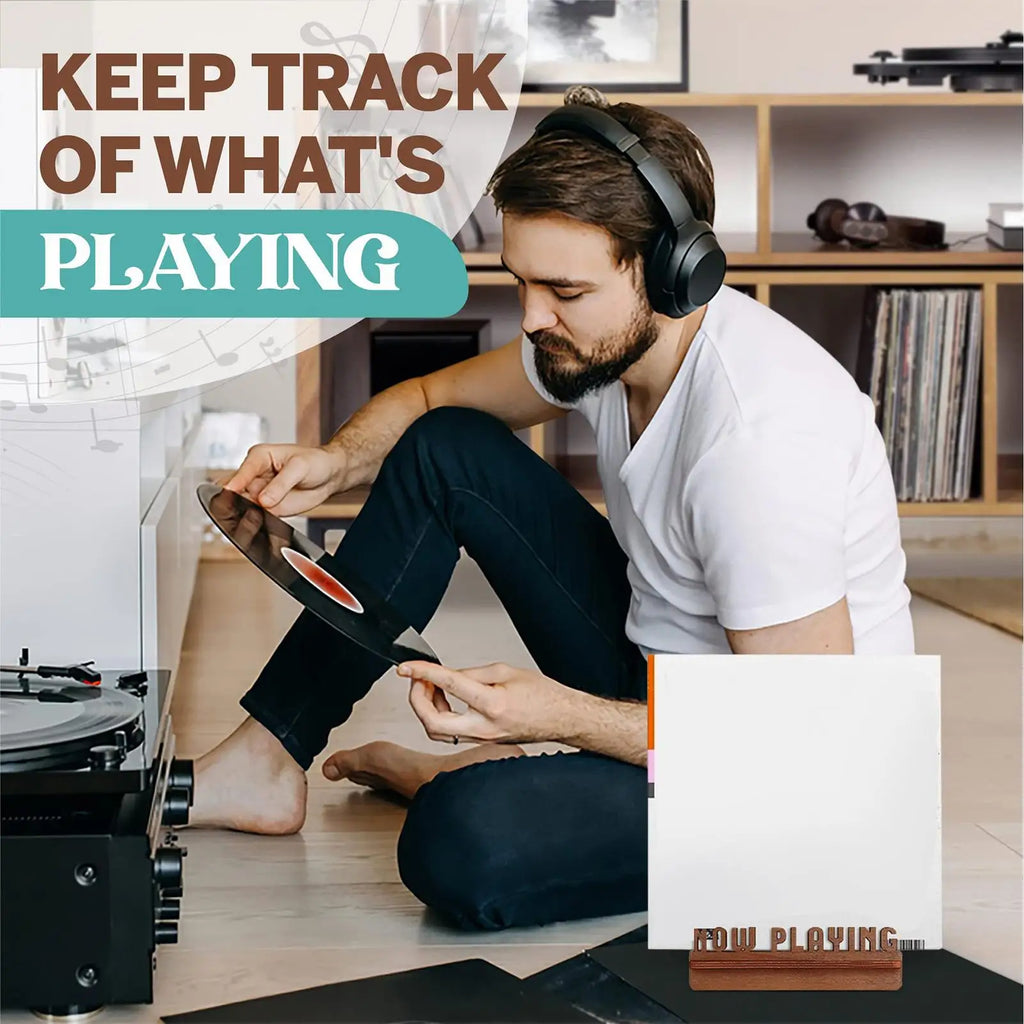 Wooden Record Holder Now Playing Wood Stand Record Storage Rack Minimalist Album File Folder Racks Audio Video Turntables Qme