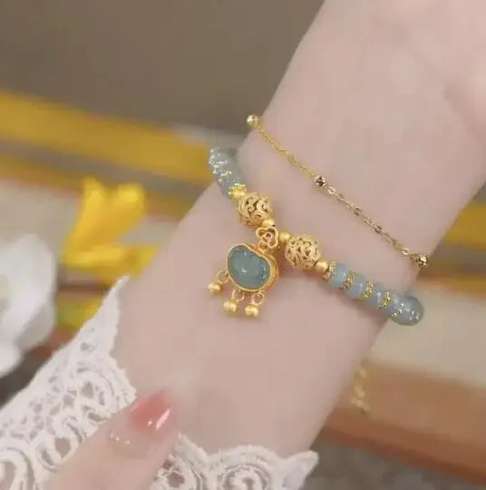 Fashion Creative Lucky Natural Hotan Jade Bracelet Vintage Light Luxury Handmade Jewelry Bracelet Chinese Style Jewelry Gift Qme 27
