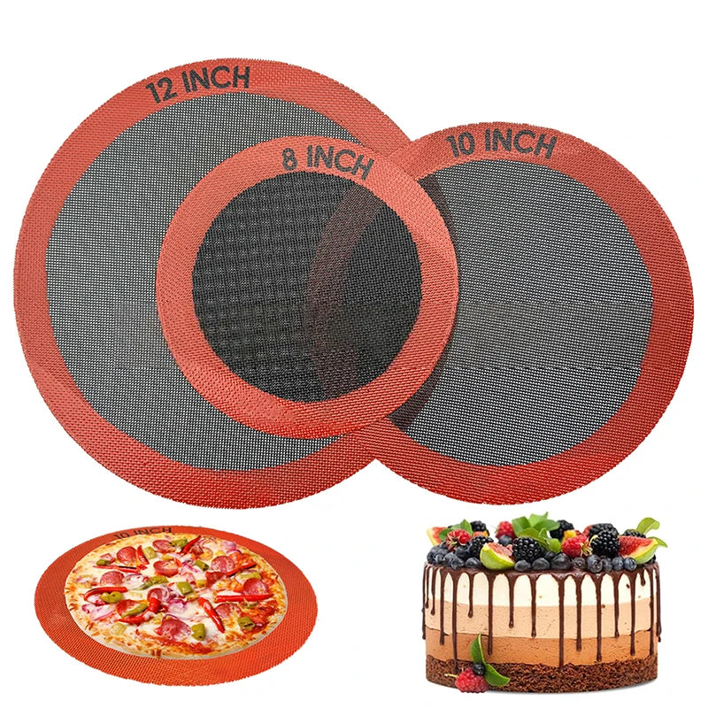 1 Oven Round Silicone Perforated Baking Mat Non-stick Reusable Sheets Qme