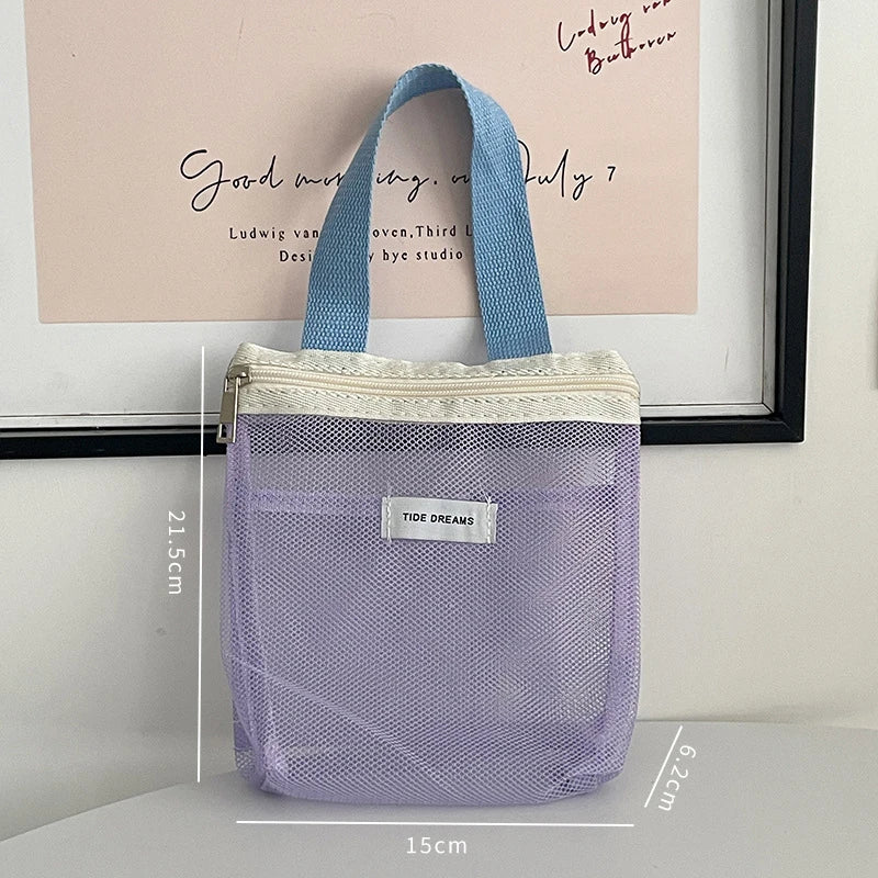 Mesh Makeup Toiletry Storage Bags Handbags Portable Travel Washing Qme A5