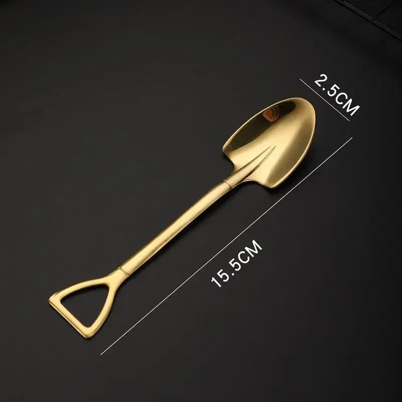 Creative Ice Cream Spoon INS Stainless Steel Shovel Coffee Tea Qme Style A Gold