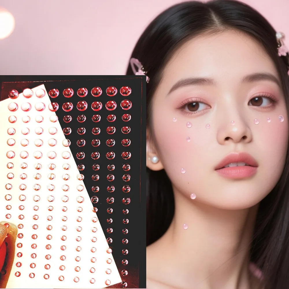 Multi Size Crystal Water Drop Stickers 3D Teardrop Clear Resin Glass Self Adhesive Makeup Tattoo Sticker for Party Stage Cosplay Qme Pink 162pcs