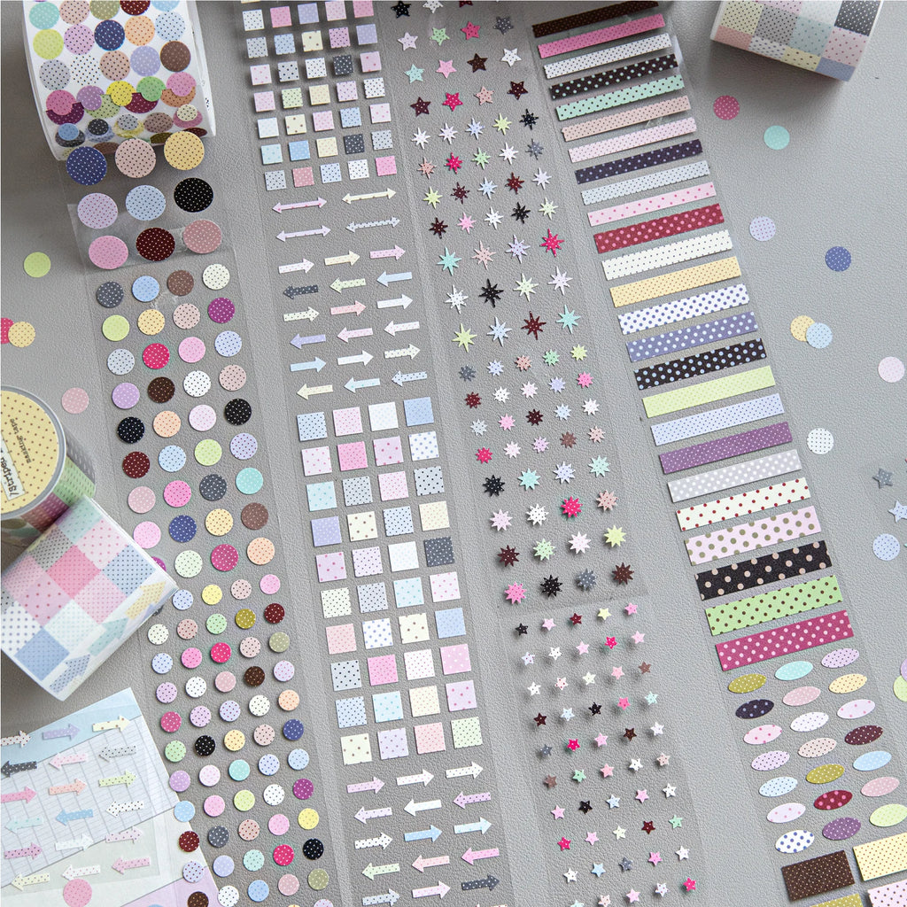 Kawaii 50mm*2m Wave Point Control Series Masking Tapes for DIY Collage Scrapbooking School Stationery Creative Journal Label Qme
