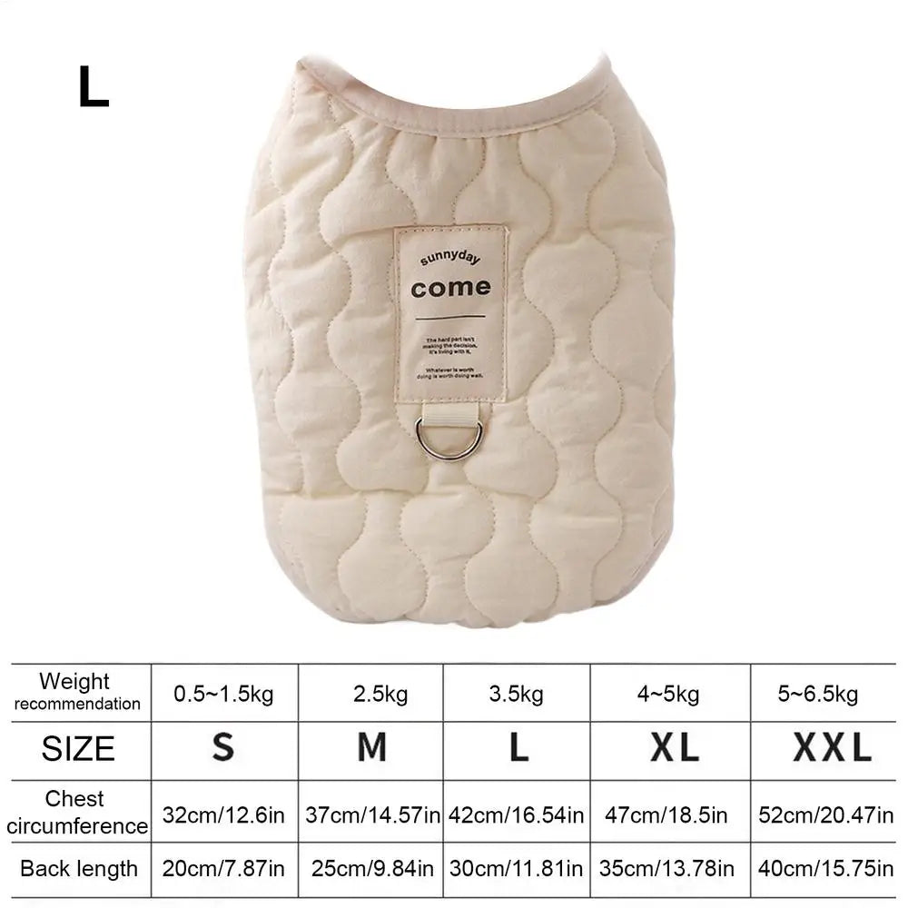 Small Dog Winter Jacket Warm Dog Jacket with Built in Harness Hole Cold Weather Pet Apparel Cozy Snow Vest for Small Dogs Cats Qme Beige L