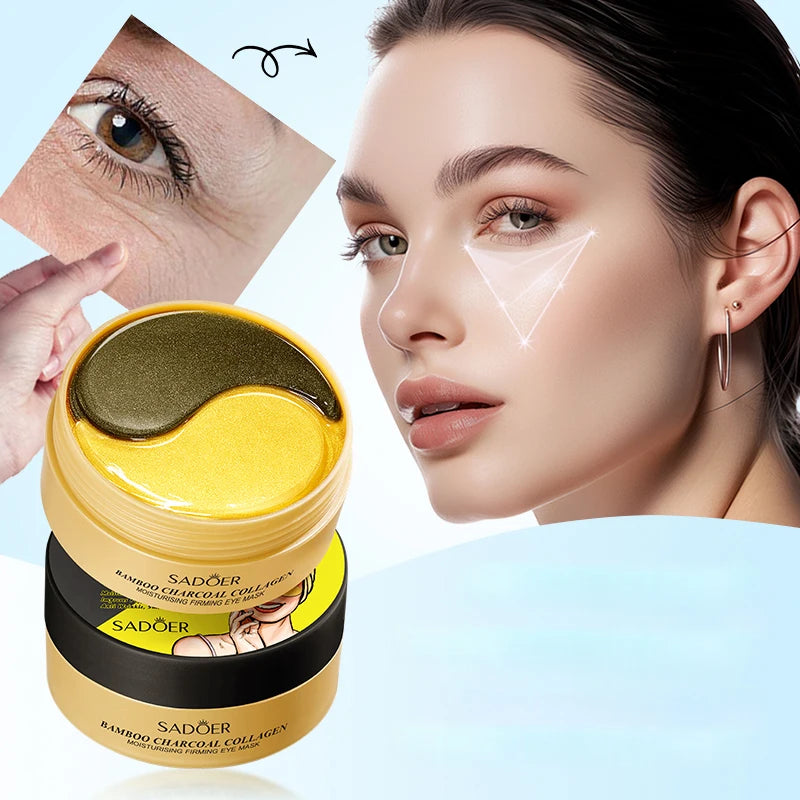 60 Bamboo Charcoal Collagen Moisturizing Eye Mask Deep Firming Skin Qme