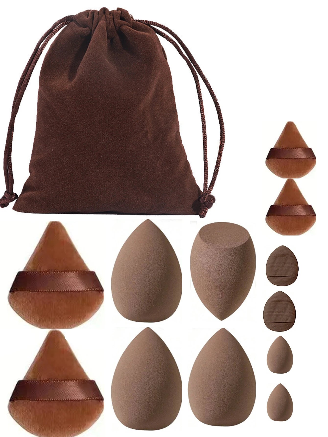 12-piece Makeup Powder Puff Sponge Triangle Loose Blender Mini Qme green