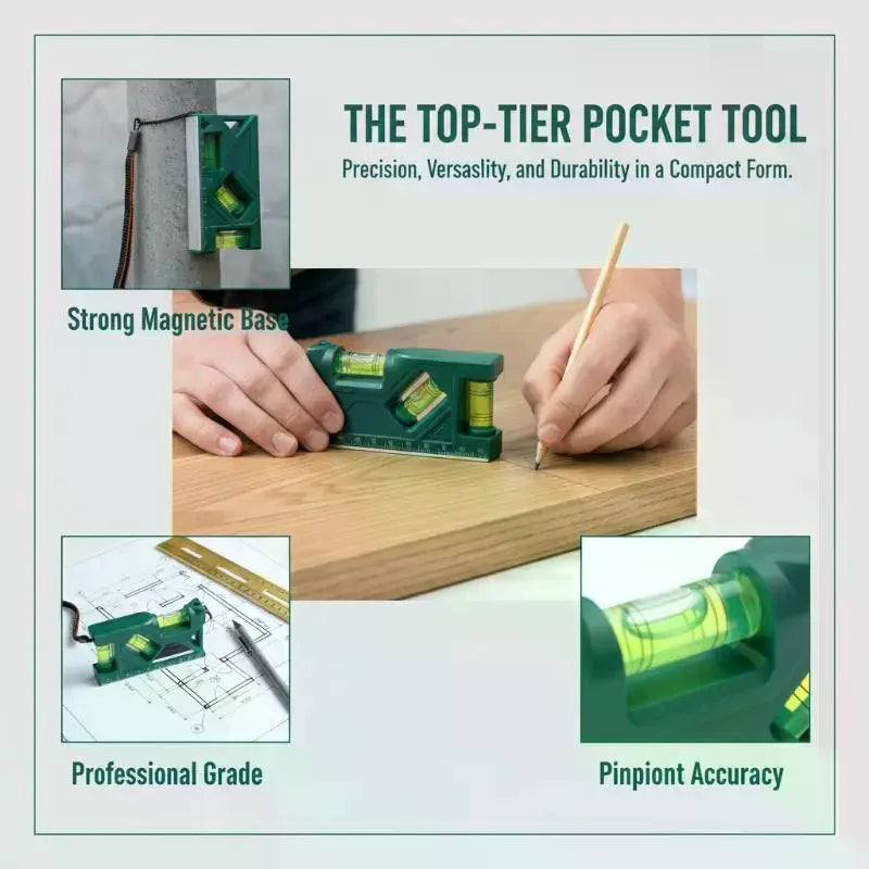 Portable Magnetic Level Gauge Mini Level Gauge High-precision Horizontal Vertical Measure Metric Ruler Protractor Qme