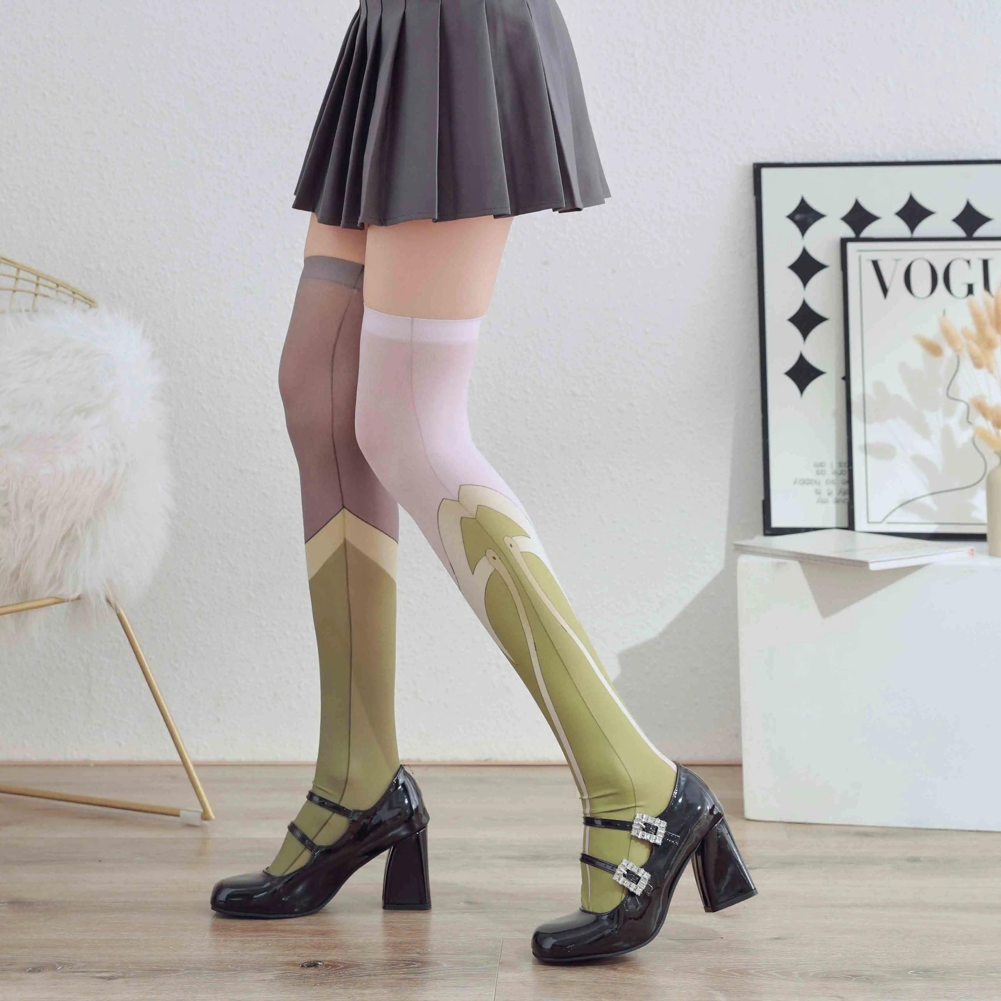 Sexy Long-tube Thigh Two-dimensional Green Cute Girl Velvet Stockings Qme