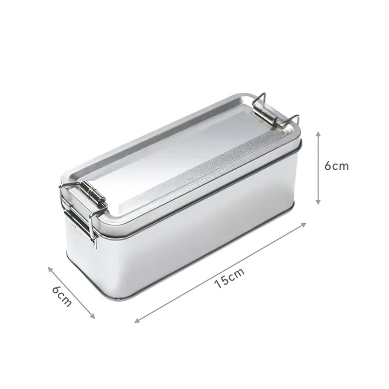 Rectangular Tinplate Cookie Tins Box Lid Dustproof Home Kitchen Qme S Silver