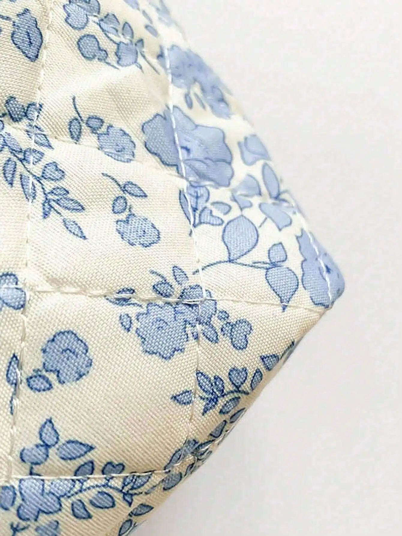 Large Capacity Makeup Bag Checkered Flower Stitching Cotton Storage Qme