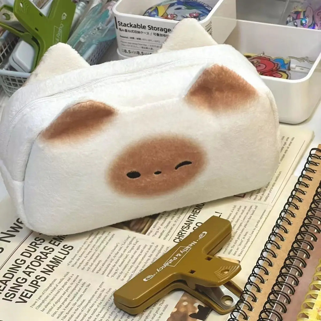 Cute Toast Shaped Pencil Case Large Capacity Stationery Bag Qme 1pc M