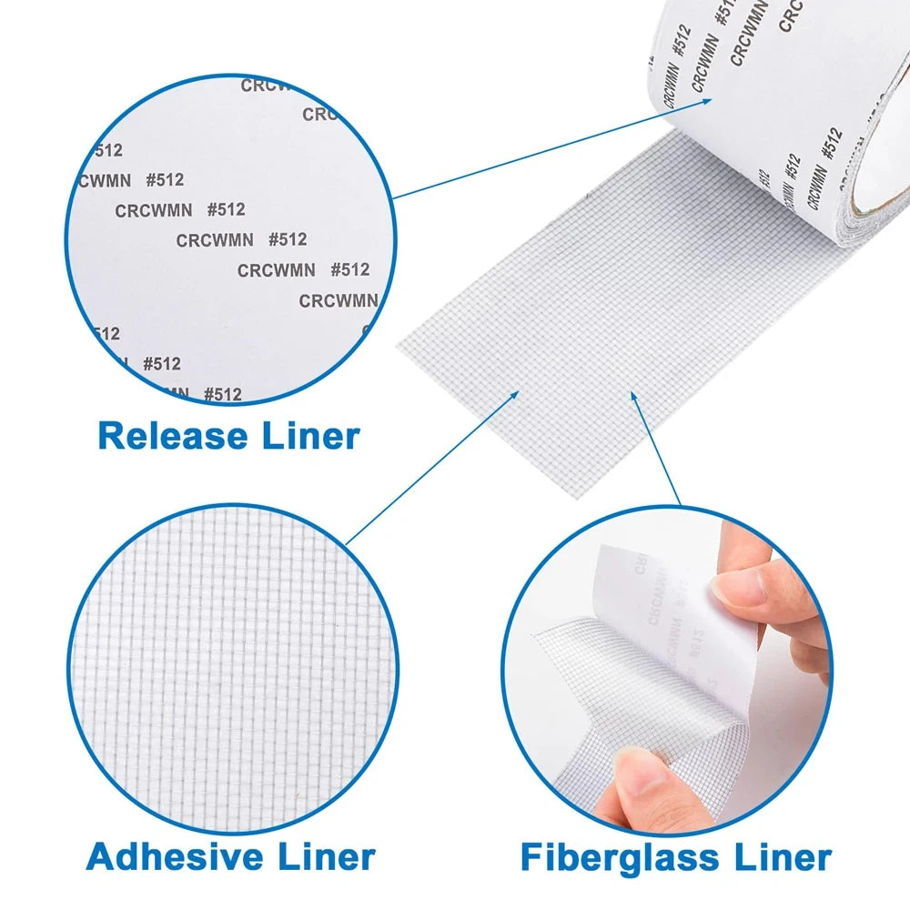 2 Rolls 10cmx2M Window Screen Mosquito Net Repair Tape Self-Adhesive Strong Anti-Insect Fly Mesh Broken Holes Repair Patch Qme