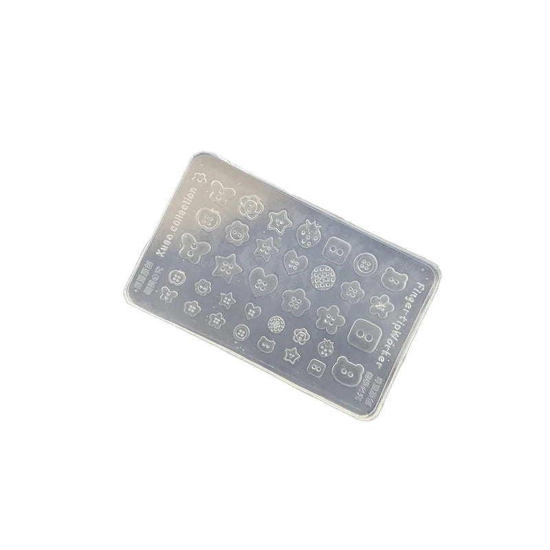 Cartoon Butterfly Button Key Lock Silicone Nail Stamping Mold Qme