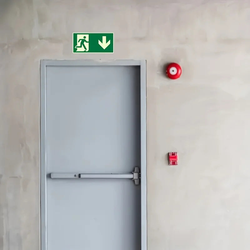 1 Luminous Exit Sign - Emergency Evacuation Safety Wall Decal, Photoluminescent Fire Evacuation Indicator with Green Border and Qme