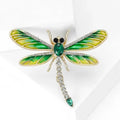 Fashion Alloy Enamel Dragonfly Brooch High-end Versatile Rhinestone Animal Brooch Women's Clothing Corsage Jewelry Accessory Qme Green