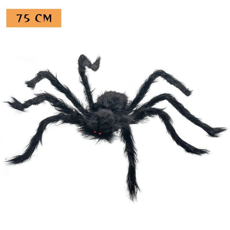 Big Plush Spider Halloween Decoration Scary Lifelike Plush Spider Cobweb Ghost Festival Prop Haunted House Garden Party Decor Qme 75cm