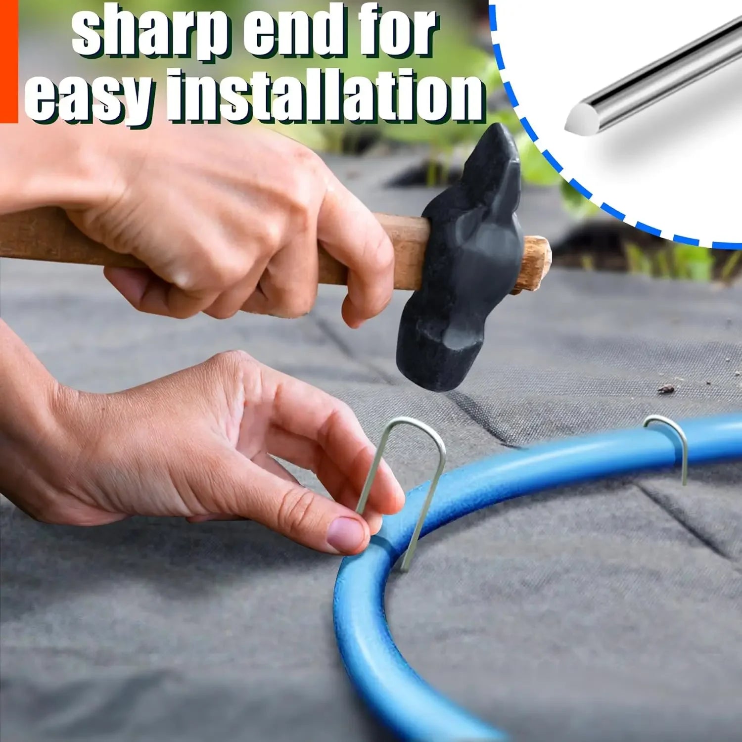 U-type Garden Staples Heavy-duty Fence Tubing Stakes Sod Pins Galvanized Landscape Spike for Holding Lawns Barrier Ground Nail Qme