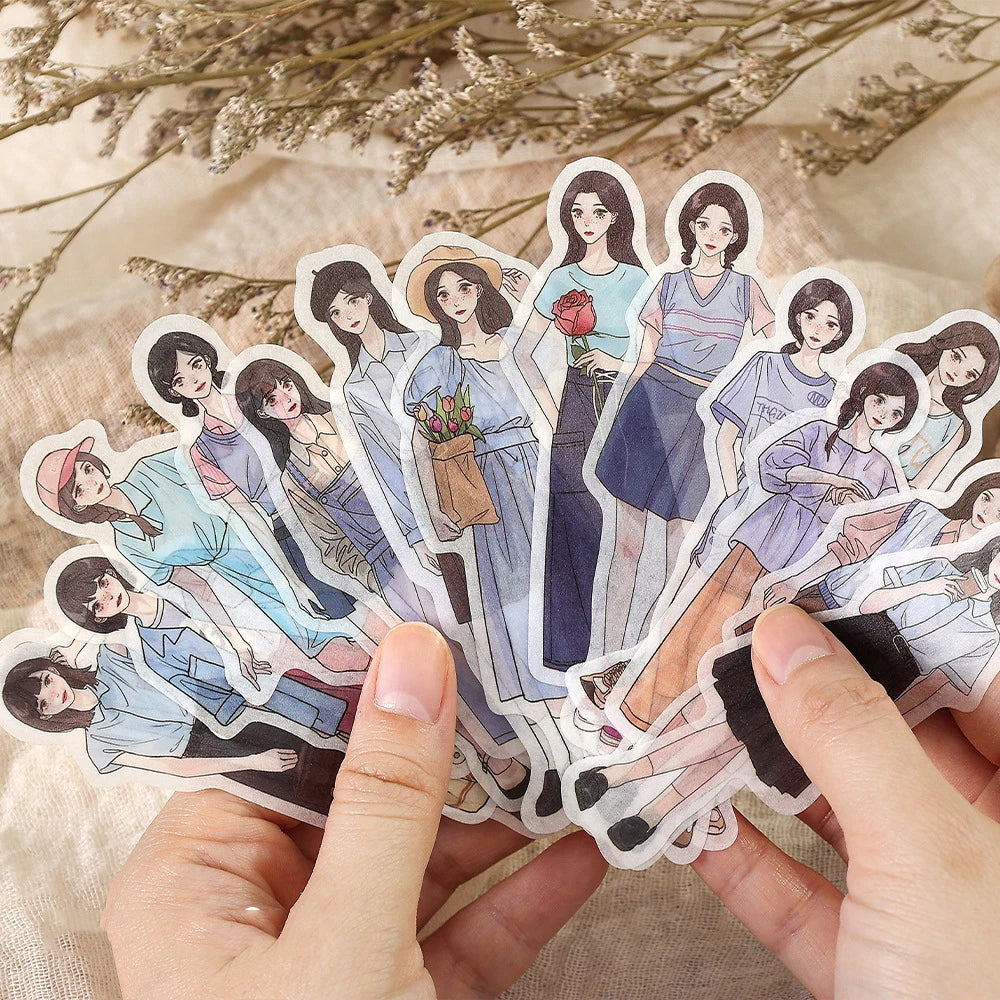 30Pcs/pack Creative Korean Cartoon Character Stickers DIY Manual Diary Scrapbook Materials Cute Stationery Stickers Qme