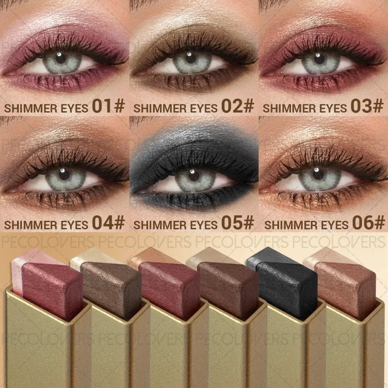 Pearl Shimmer Two-tone Eyeshadow Stick Pigmented Non-fading Qme