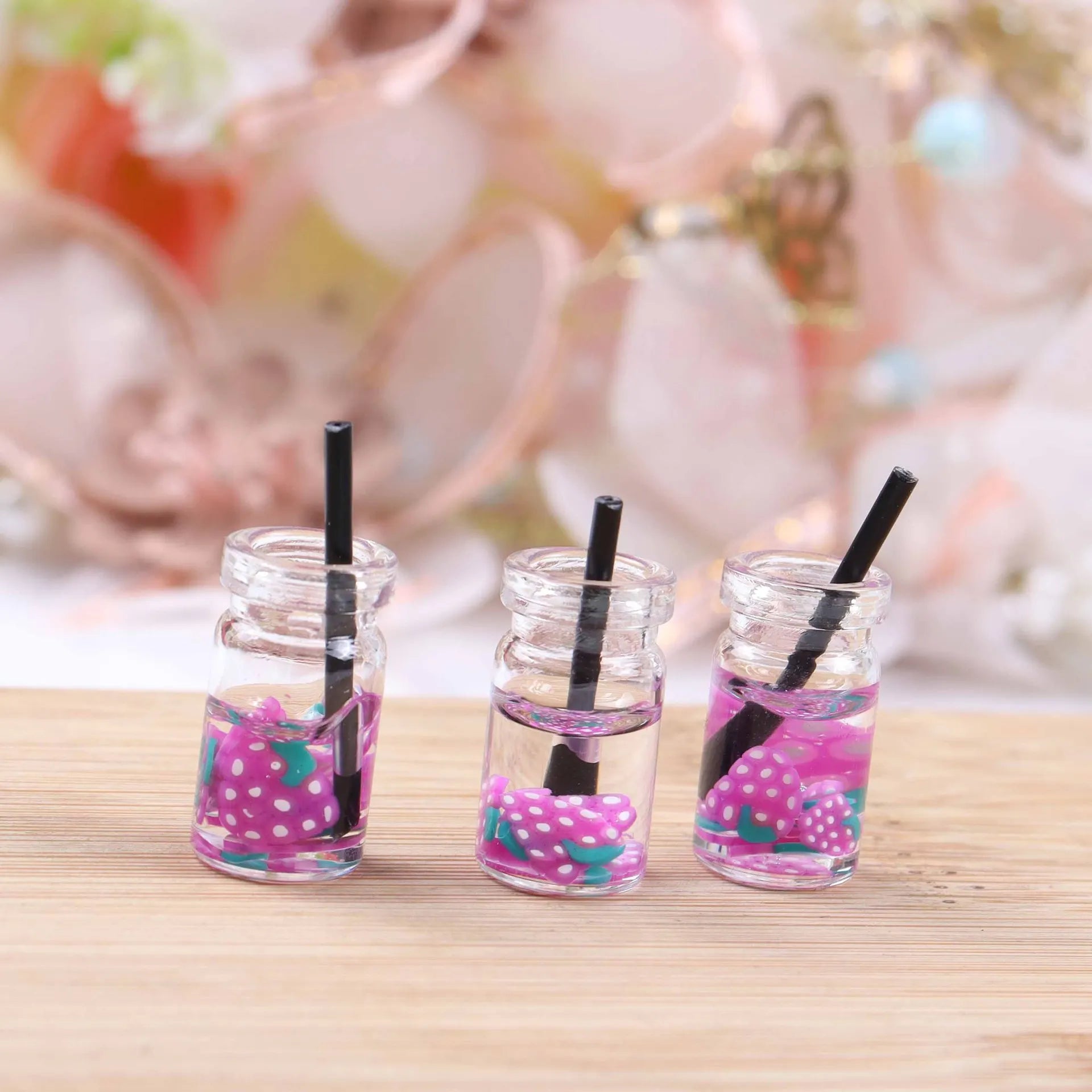 Cute Simulation Fruit Slice Drink Bottle Resin Charms Small Transparent Mini Jar Handmade Jewelry DIY Accessories Qme