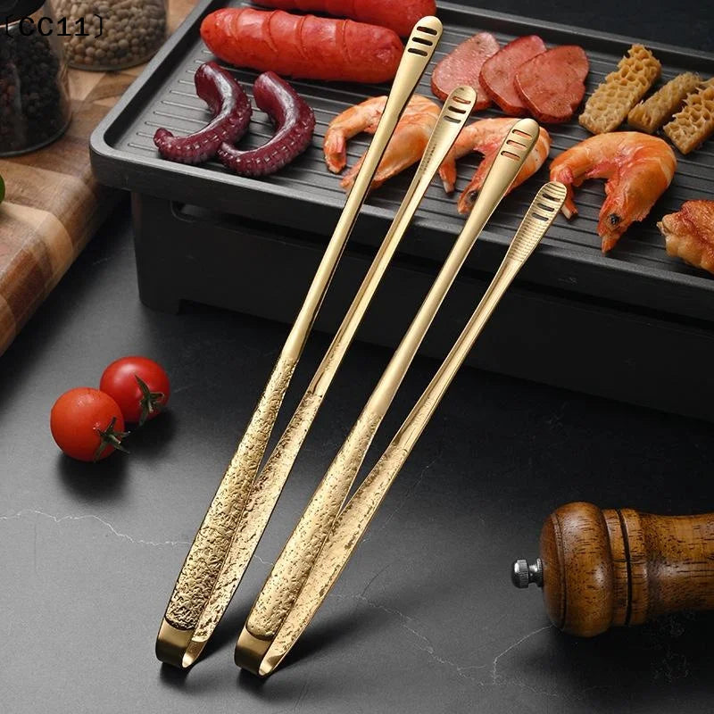 Stainless Steel Barbecue Tongs Kitchen Vegetable Reusable Meat Qme